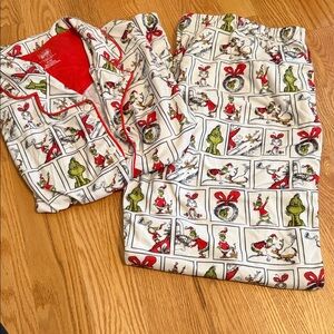 Mens Grinch Pajamas - Festive Red and White